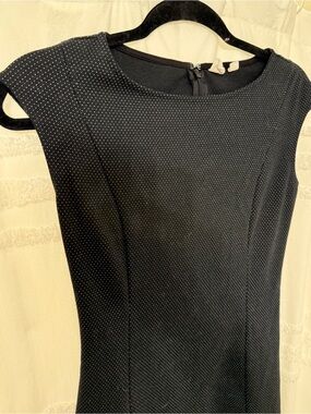 Polka Dot Black and White Cap-Sleeve A-Line Dress